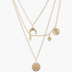 Evil Eye Charm Layered Necklace